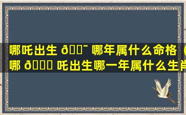 哪吒出生 🐯 哪年属什么命格（哪 🕊 吒出生哪一年属什么生肖）